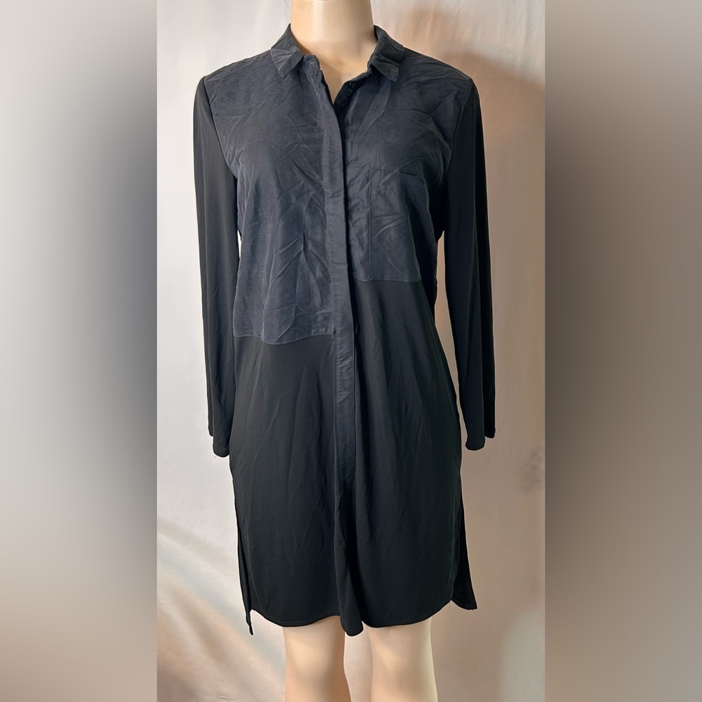 Topshop Charcoal Black Button-Up Dress Long Sleeve Size 6